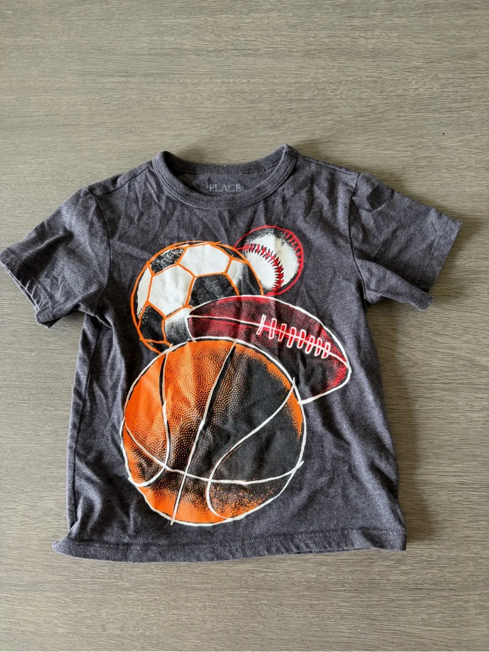 The Children's Place Gray Tee with Orange Basketball & Multi-Sport Graphic